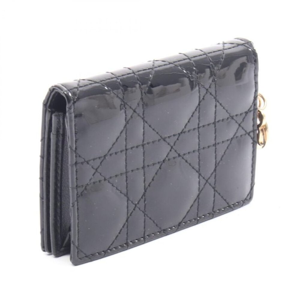 Dior Card Case Lady Dior Cannage Black Patent Leather Handbag - Picture 2 of 8